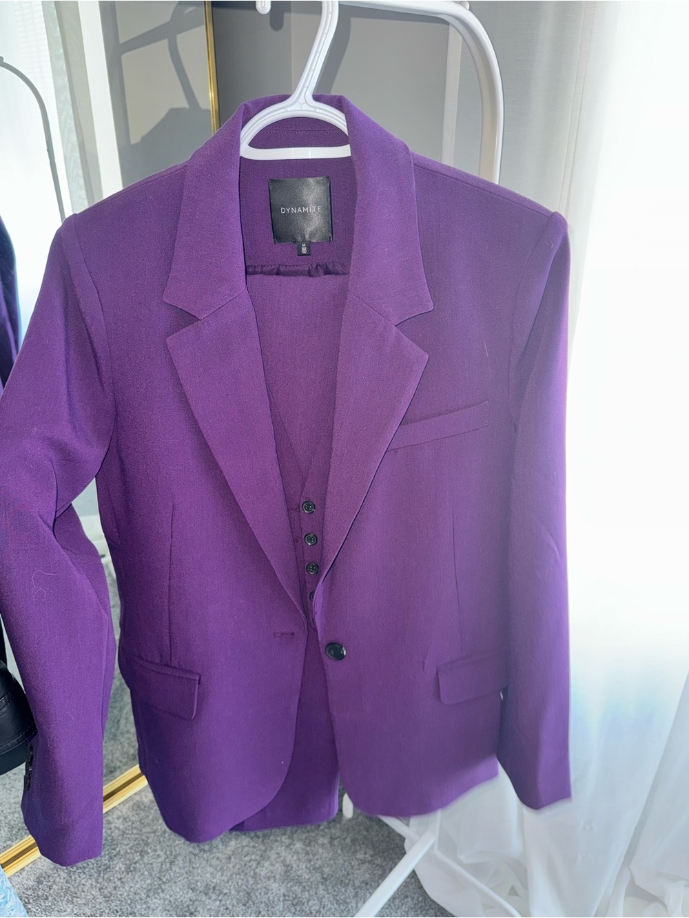 Dynamite Purple Women's Tailored Pantsuit with Vest - Picture 7 of 11